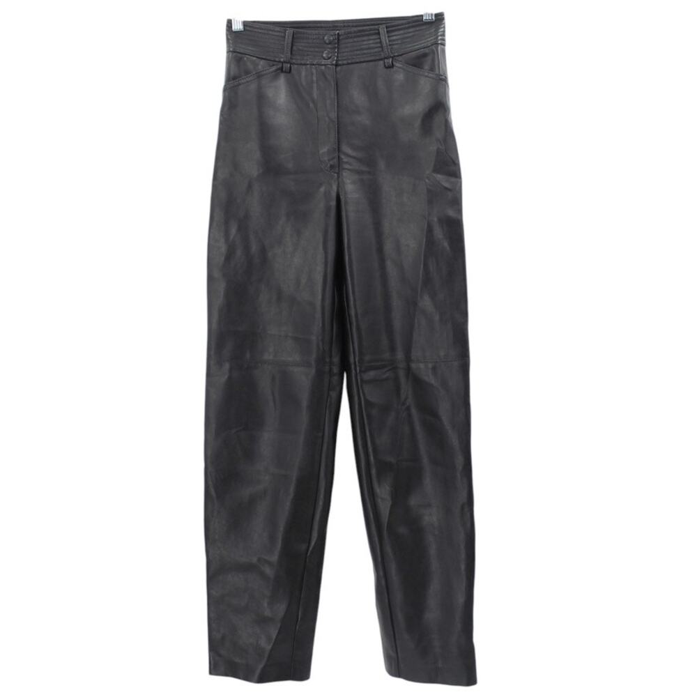 Aritzia Wilfred Vegan Leather Pants Baggy Straight Leg Black High Rise 79492 4